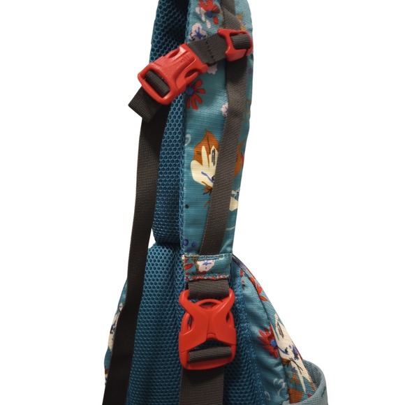 Vera Bradley Coleman Sling Bag Teal Floral Print Crossbody Backpack - Picture 7 of 7